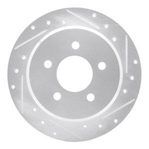 Ford Explorer Sport Brake Rotor (1) - Rear Right - DFC - Drilled & Slotted - Silver - `95-`02