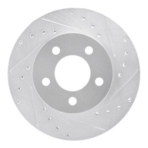 Ford Explorer Brake Rotor (1) - Front Right - DFC - Drilled & Slotted - Silver - `95-`02