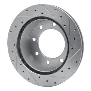 Ford F-250 Super Duty Brake Rotor (1) - Rear Left - DFC - Drilled & Slotted - Silver - `99-`05