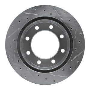 Ford F-250 Super Duty Brake Rotor (1) - Rear Left - DFC - Drilled & Slotted - Silver - `99-`05