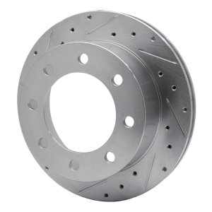Ford F-250 Super Duty Brake Rotor (1) - Rear Left - DFC - Drilled & Slotted - Silver - `99-`05