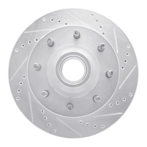 Ford F-350 Super Duty Brake Rotor (1) - Front Right - DFC - Drilled & Slotted - Silver - `99-`02