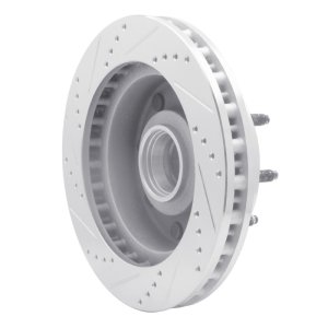 Ford F-350 Super Duty Brake Rotor (1) - Front Right - DFC - Drilled & Slotted - Silver - `99-`02