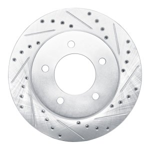 Ford Expedition Brake Rotor (1) - Front Right - DFC - Drilled & Slotted - Silver - `97-`02
