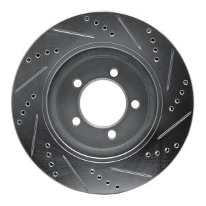 Ford Explorer Brake Rotor (1) - Front Left - DFC - Drilled & Slotted - Silver - `02-`05