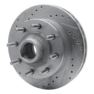 Ford F-350 Super Duty Brake Rotor (1) - Front Left - DFC - Drilled & Slotted - Silver - `03-`05