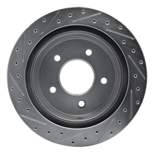 Ford Econoline Brake Rotor (1) - Rear Right - DFC - Drilled & Slotted - Silver - `04-`06