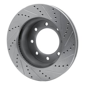 Ford F-350 Super Duty Brake Rotor (1) - Front Left - DFC - Drilled & Slotted - Silver - `05-`12