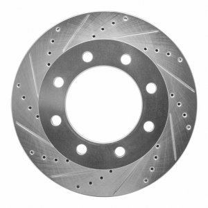 Ford F-350 Super Duty Brake Rotor (1) - Front Left - DFC - Drilled & Slotted - Silver - `05-`12