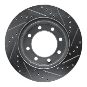 Ford F-350 Super Duty Brake Rotor (1) - Front Left - DFC - Drilled & Slotted - Silver - `05-`12