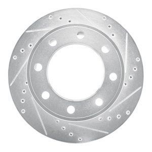 Ford F-350 Super Duty Brake Rotor (1) - Rear Right - DFC - Drilled & Slotted - Silver - `05-`12