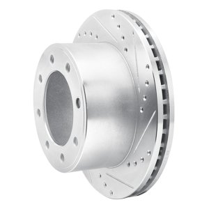 Ford F-350 Super Duty Brake Rotor (1) - Rear Right - DFC - Drilled & Slotted - Silver - `05-`12