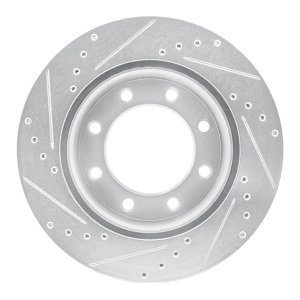 Ford F-350 Super Duty Brake Rotor (1) - Rear Right - DFC - Drilled & Slotted - Silver - `05-`12