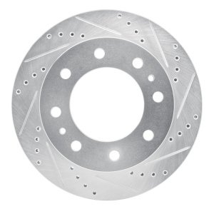 Ford F-350 Super Duty Brake Rotor (1) - Rear Right - DFC - Drilled & Slotted - Silver - `05-`12