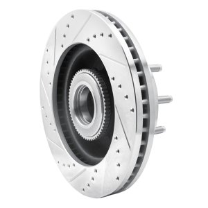 Ford F-250 Super Duty Brake Rotor (1) - Front Right - DFC - Drilled & Slotted - Silver - `05-`07