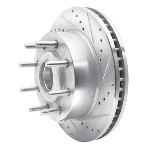 Ford F-350 Super Duty Brake Rotor (1) - Front Right - DFC - Drilled & Slotted - Silver - `06-`12