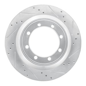 Ford E-Super Duty Brake Rotor (1) - Rear Right - DFC - Drilled & Slotted - Silver - `08-`20