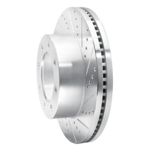 Ford F-250 Super Duty Brake Rotor (1) - Front Right - DFC - Drilled & Slotted - Silver - `12-`25