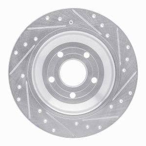 Ford Focus Brake Rotor (1) - Rear Left - DFC - Drilled & Slotted - Silver - `16-`25