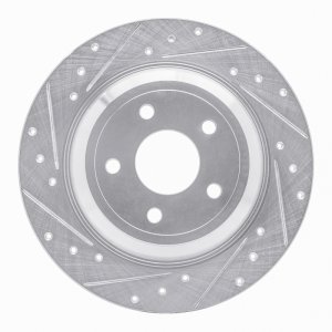 Ford Focus Brake Rotor (1) - Rear Left - DFC - Drilled & Slotted - Silver - `16-`25