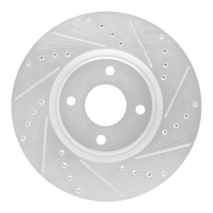 Ford EcoSport Brake Rotor (1) - Front Right - DFC - Drilled & Slotted - Silver - `18-`22