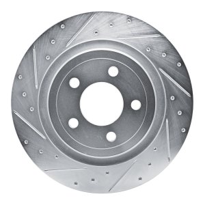 Ford Mustang Brake Rotor (1) - Rear Left - DFC - Drilled & Slotted - Silver - `20-`25