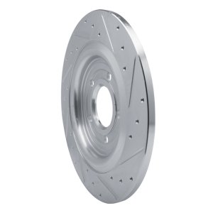 Ford Mustang Brake Rotor (1) - Rear Left - DFC - Drilled & Slotted - Silver - `20-`25