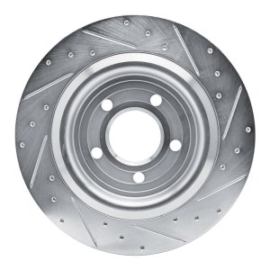 Ford Mustang Brake Rotor (1) - Rear Left - DFC - Drilled & Slotted - Silver - `20-`25