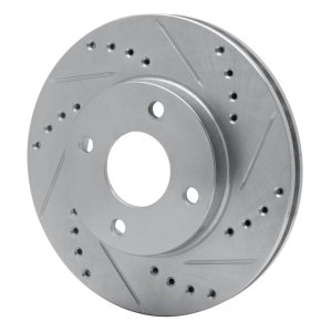 Ford Contour Brake Rotor (1) - Front Right - DFC - Drilled & Slotted - Silver - `95-`04