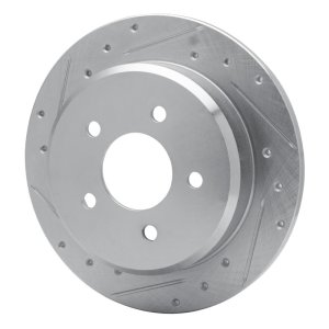 Ford Crown Victoria Brake Rotor (1) - Rear Left - DFC - Drilled & Slotted - Silver - `96-`02