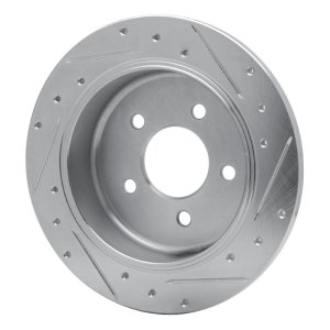Ford Crown Victoria Brake Rotor (1) - Rear Left - DFC - Drilled & Slotted - Silver - `96-`02