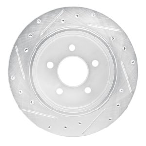 Ford Crown Victoria Brake Rotor (1) - Rear Right - DFC - Drilled & Slotted - Silver - `03-`11