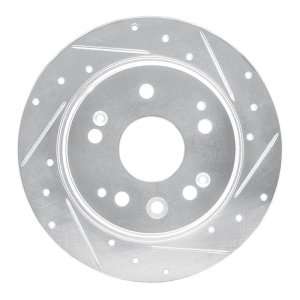 Acura CL Brake Rotor (1) - Rear Right - DFC - Drilled & Slotted - Silver - `01-`03
