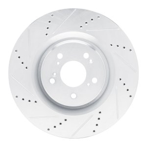 Acura TLX Brake Rotor (1) - Front Left - DFC - Drilled & Slotted - Silver - `21-`25