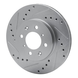 Acura INTEGRA Brake Rotor (1) - Front Left - DFC - Drilled & Slotted - Silver - `90-`17