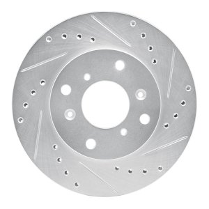 Acura CL Brake Rotor (1) - Front Right - DFC - Drilled & Slotted - Silver - `98-`02