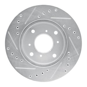 Acura CL Brake Rotor (1) - Front Right - DFC - Drilled & Slotted - Silver - `98-`02