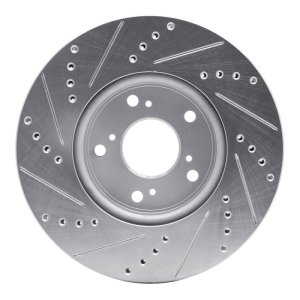 Honda Accord Brake Rotor (1) - Front Right - DFC - Drilled & Slotted - Silver - `13-`22