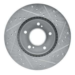 Acura TL Brake Rotor (1) - Front Left - DFC - Drilled & Slotted, Zinc Plated - Silver - `91-`01