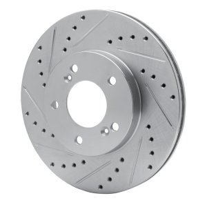 Acura TL Brake Rotor (1) - Front Left - DFC - Drilled & Slotted, Zinc Plated - Silver - `91-`01