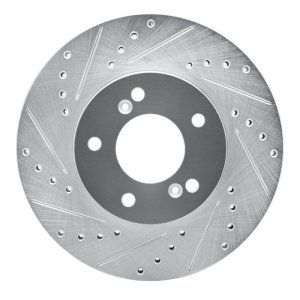Acura TL Brake Rotor (1) - Front Left - DFC - Drilled & Slotted, Zinc Plated - Silver - `91-`01