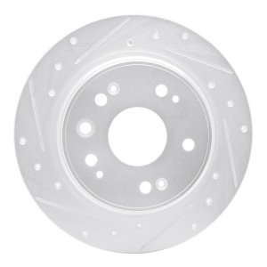 Honda CR-V Brake Rotor (1) - Rear Left - DFC - Drilled & Slotted - Silver - `02-`04