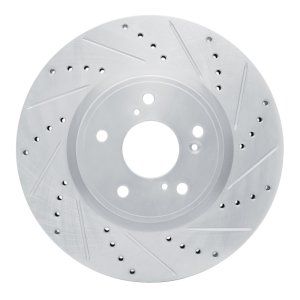 Acura Integra Brake Rotor (1) - Front Right - DFC - Drilled & Slotted - Silver - `13-`25