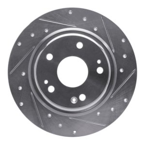 Honda Civic Coupe Brake Rotor (1) - Rear Right - DFC - Drilled & Slotted - Silver - `17-`20