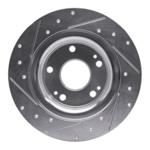 Honda Civic Coupe Brake Rotor (1) - Rear Right - DFC - Drilled & Slotted - Silver - `17-`20
