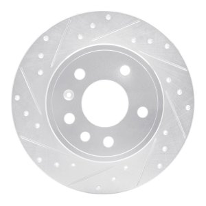 Chevrolet Astra Brake Rotor (1) - Rear Left - DFC - Drilled & Slotted - Silver - `97-`08