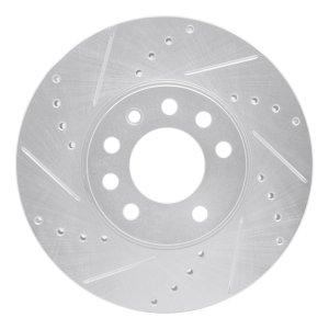 Cadillac BLS Brake Rotor (1) - Front Left - DFC - Drilled & Slotted - Silver - `03-`11