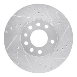 Cadillac BLS Brake Rotor (1) - Front Right - DFC - Drilled & Slotted - Silver - `03-`11