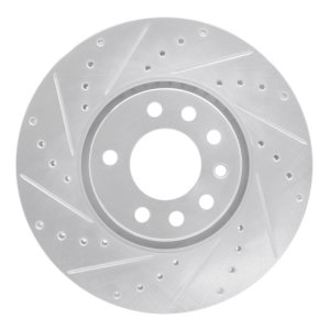 Cadillac BLS Brake Rotor (1) - Front Left - DFC - Drilled & Slotted - Silver - `03-`11