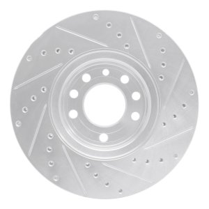 Cadillac BLS Brake Rotor (1) - Front Left - DFC - Drilled & Slotted - Silver - `03-`11